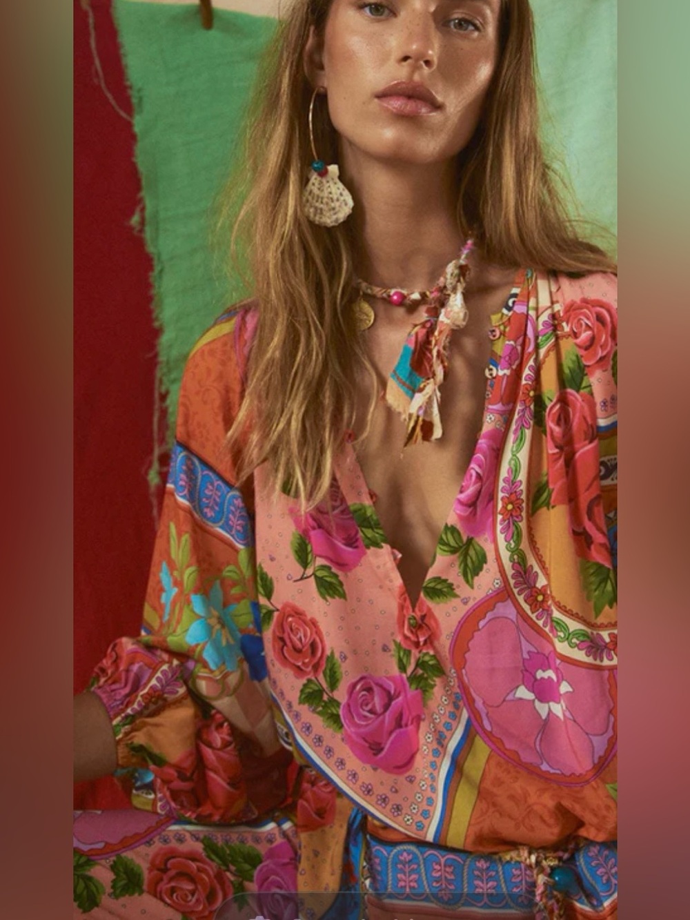 Spell NWT Aphrodite floral pink boho chic coastal cowgirl festival blouse